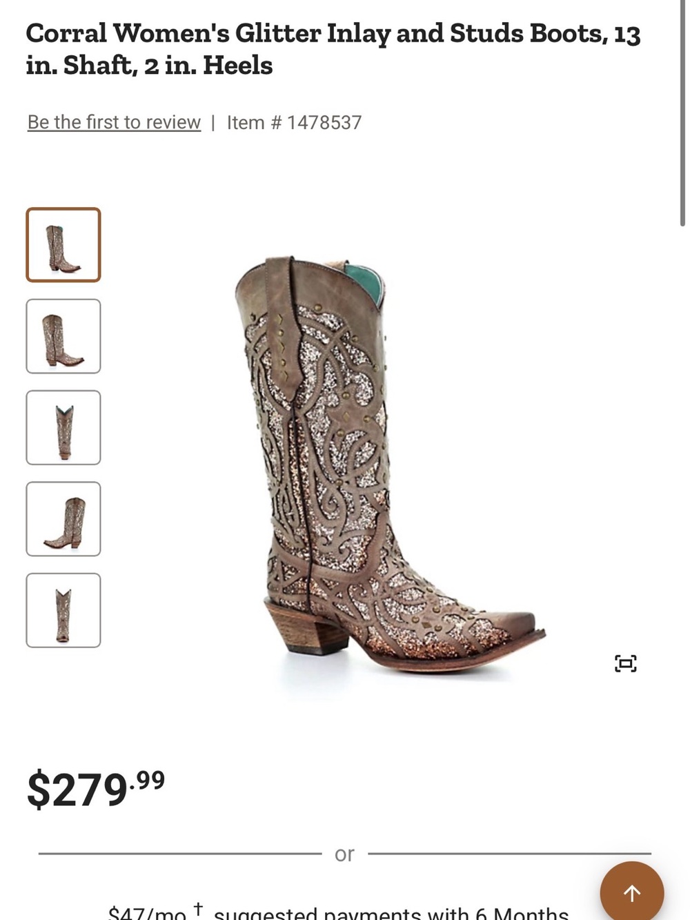 Corral Teal and Gold Glitter Embellished Western Boots - Picture 3 of 11